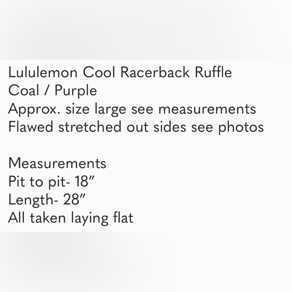 Lululemon Cool Racerback Ruffle Coal / Purple - Picture 7 of 8